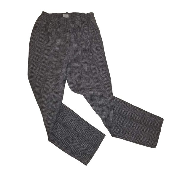 VTG Alfred Dunner Womens Elastic Waist Pull on Straight Pants Gray Plaid Wool 16 - Picture 1 of 4